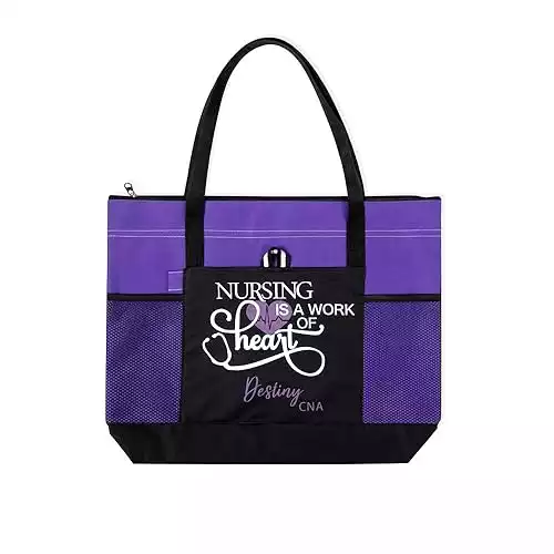 Custom Nurse Tote Bag for Work Personalized Name