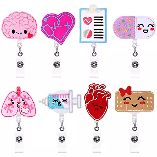 8 Pcs Valentines Day Nurse Badge Reels. Cute Theme Retractable Lanyards Badge holders