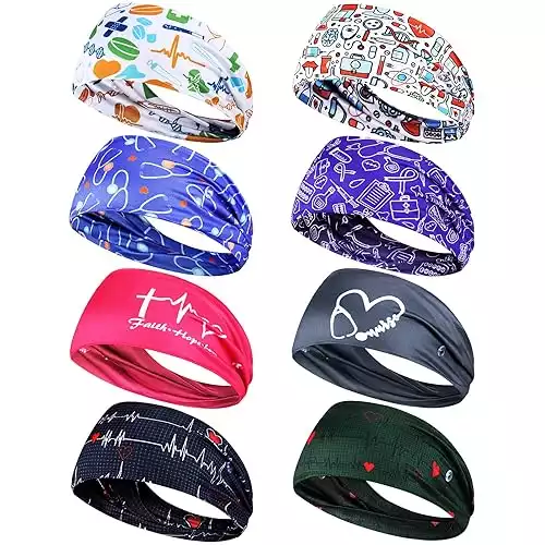 8 Pieces Nurse Headbands with Buttons